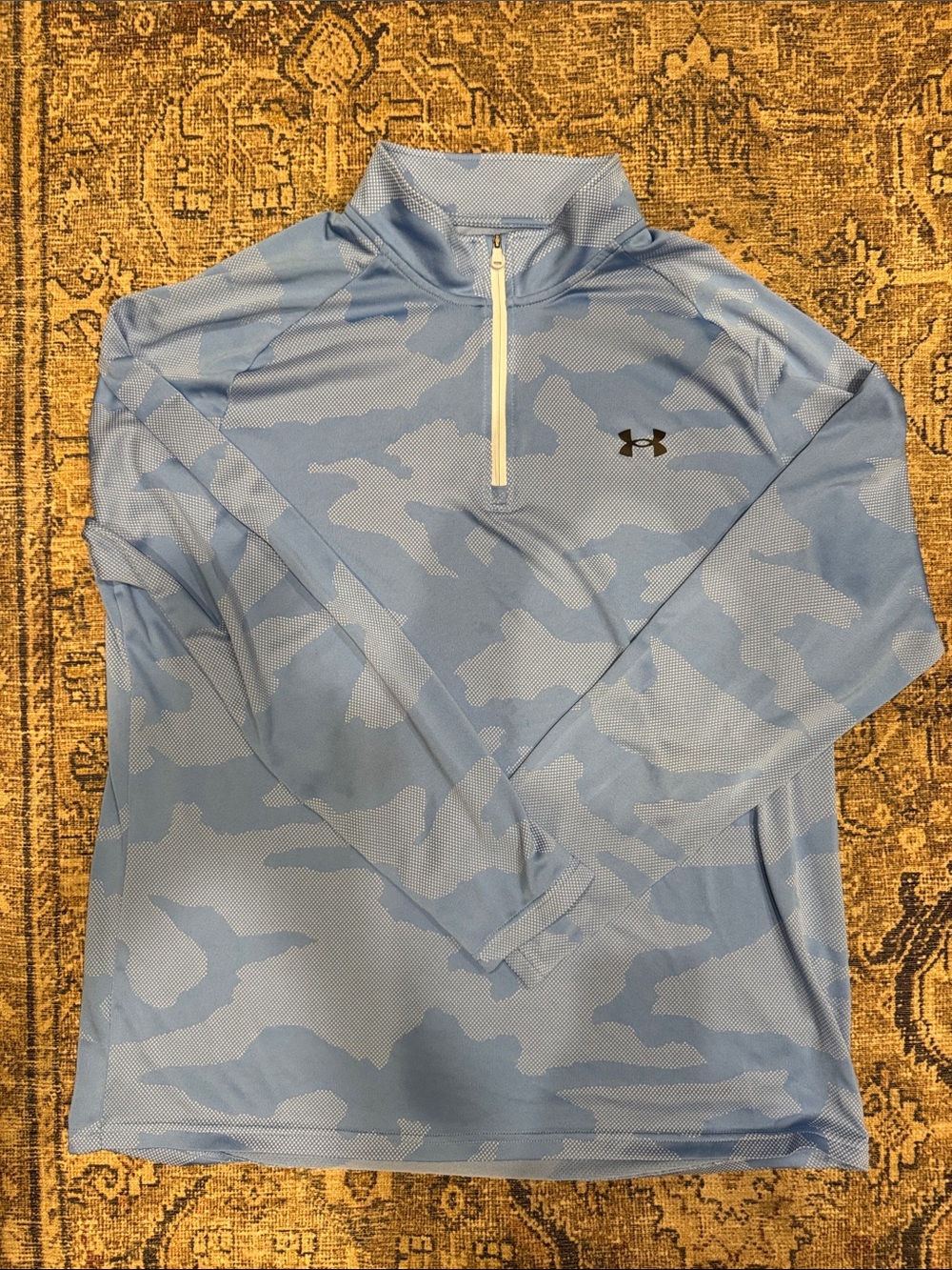 Under Armour Light Blue Camo Quarter-Zip Performance Top